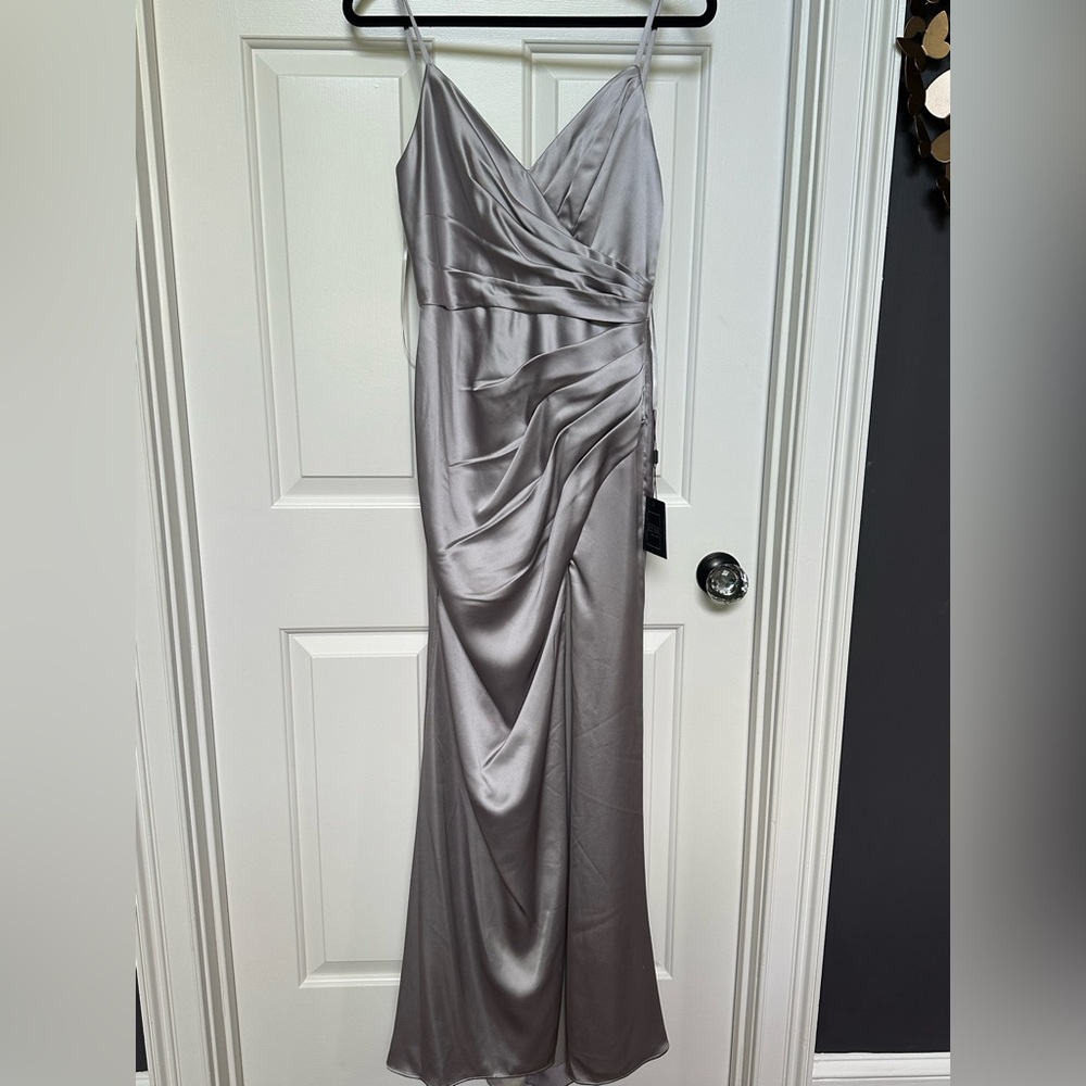 Mac Duggal Platinum strapped Gown for Weddings - Picture 7 of 11